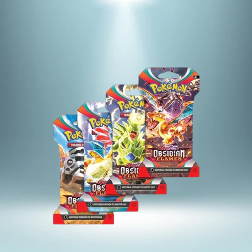 obsidian flames sleeved booster pack display
